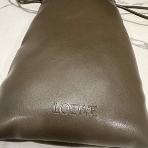 Loewe olive green sunglasses case and cleaning cloth
